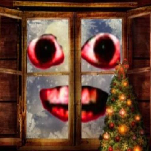 New Year Santa Claus outside the window