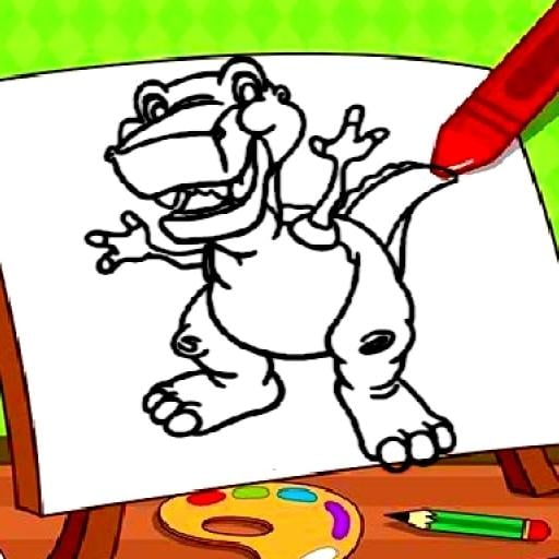 Easy Kids Coloring Dinosaur